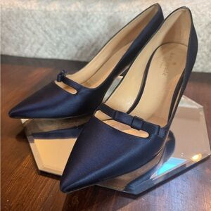 Kate Spade Navy Blue Satin Heels